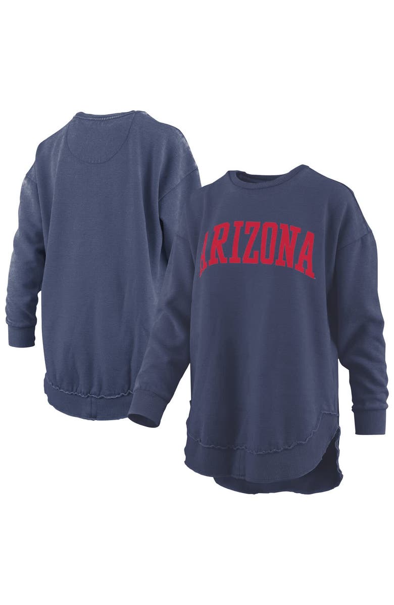 PRESSBOX Women's Pressbox Navy Arizona Wildcats Melange Poncho Vintage Fleece Long Sleeve Pullover Sweatshirt, Main, color, Navy