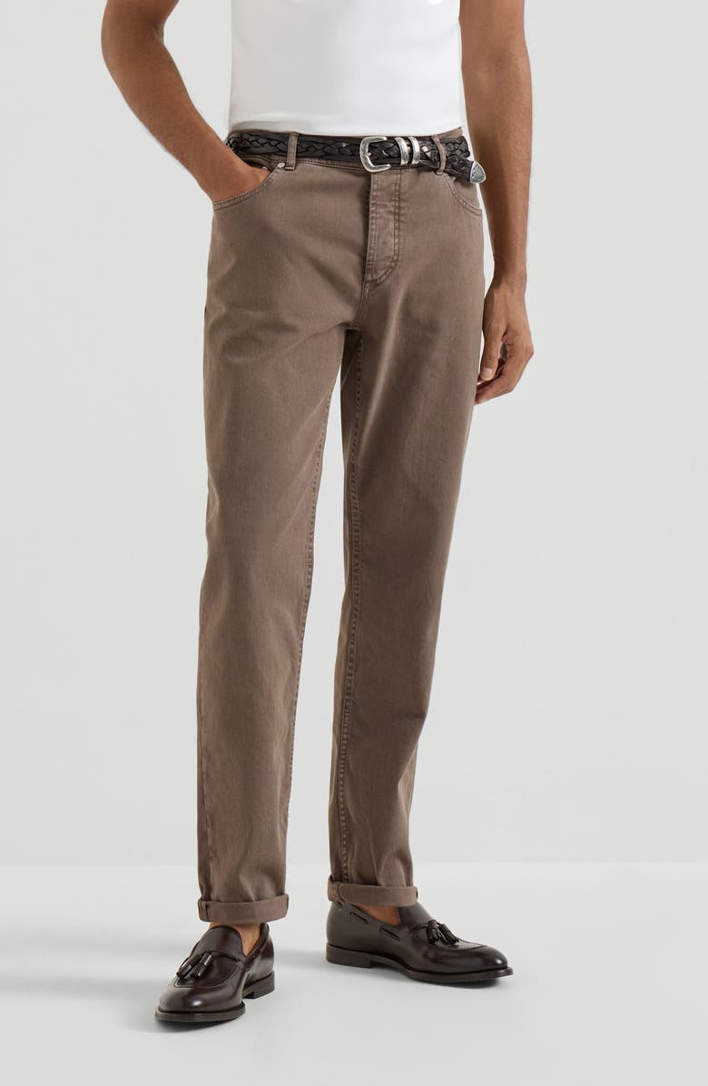 Brunello Cucinelli Lightweight denim trousers, Alternate, color, Hazelnut