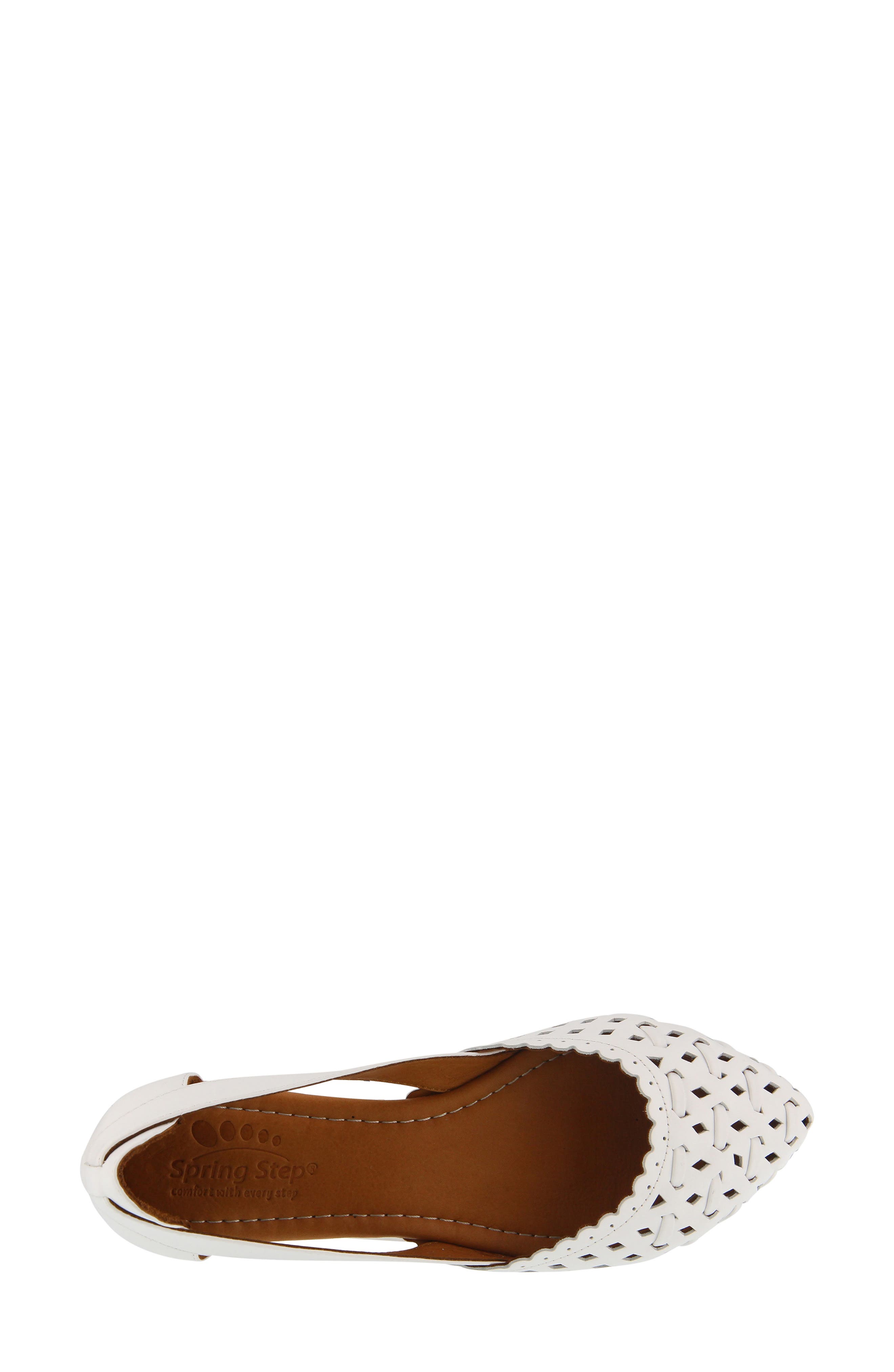 Spring Step Delorse Flat, Alternate, color, White Leather