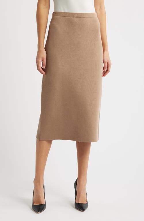 Tahari Asl Knit Midi Skirt In Clay