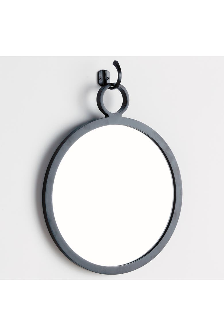 Eliana Black Framed Round Decorative Wall Mirror, Alternate, color, Black