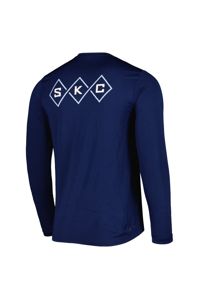 Men's adidas Navy Sporting Kansas City Jersey Hook AEROREADY Long Sleeve T-Shirt, Alternate, color, Navy