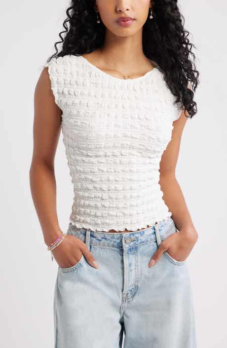 BP. Textured Open Back Knit Top