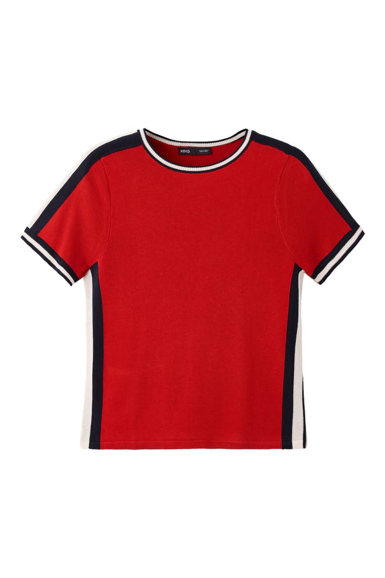 Contrast Short Sleeve Sweater, Main, color, RED