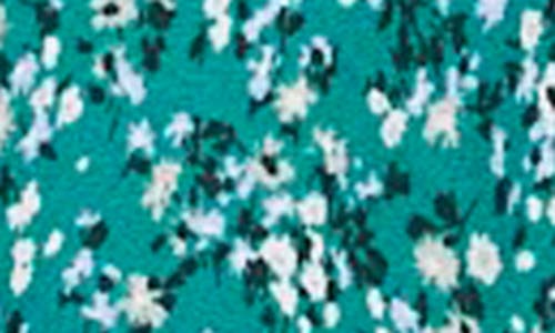 Madewell Ruched Scoopneck Midi Dress In Meadow Ditsy Kelly Green