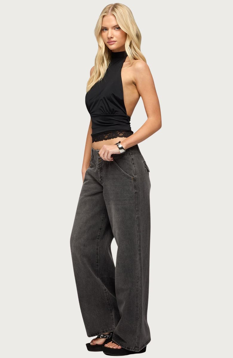 EDIKTED Sandra Lacey Halter Top, Alternate, color, Black