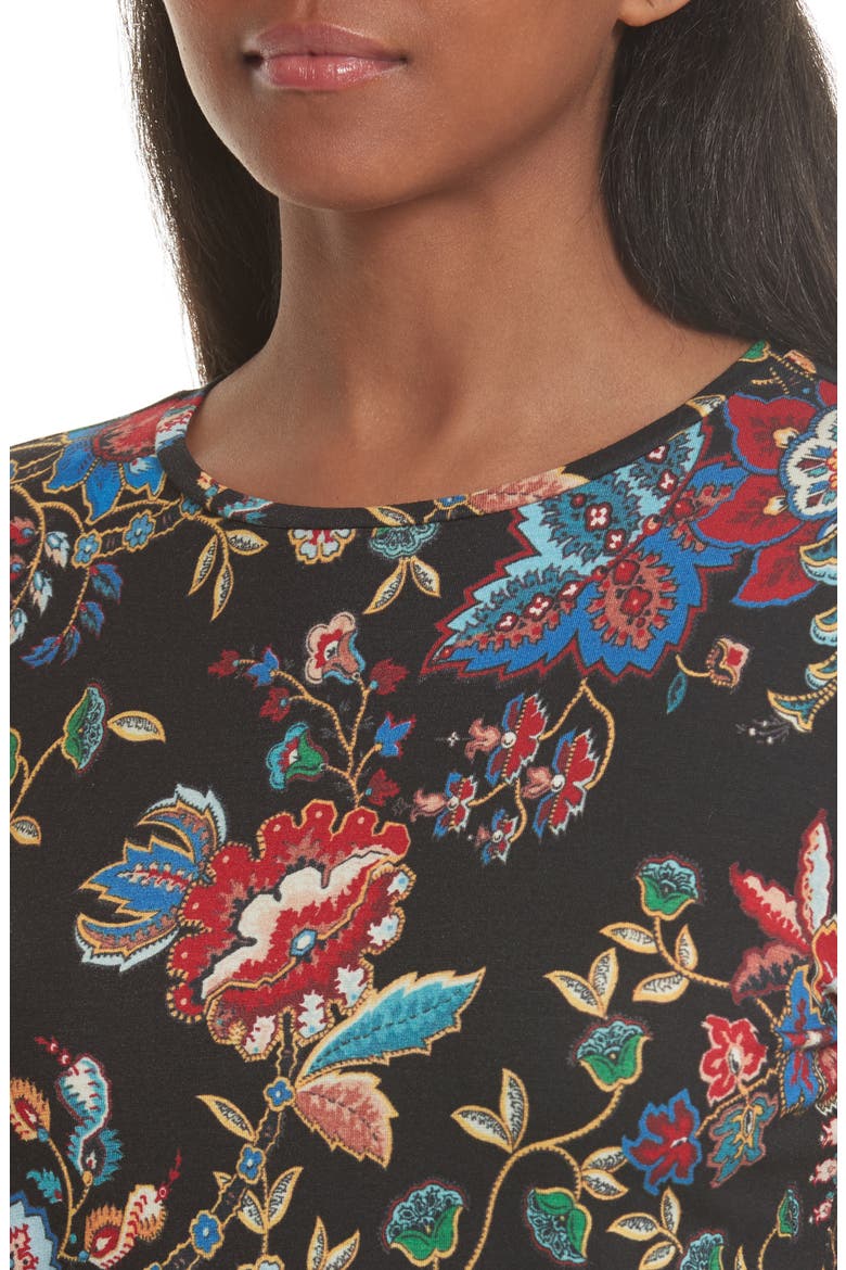 Delaina Floral Crop Top, Alternate, color, GLORIA TAPESTRY-BLACK