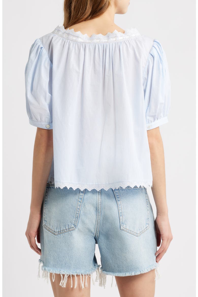 The Serene Eyelet Trim Cotton Top, Alternate, color, POWDER BLUE MULTI