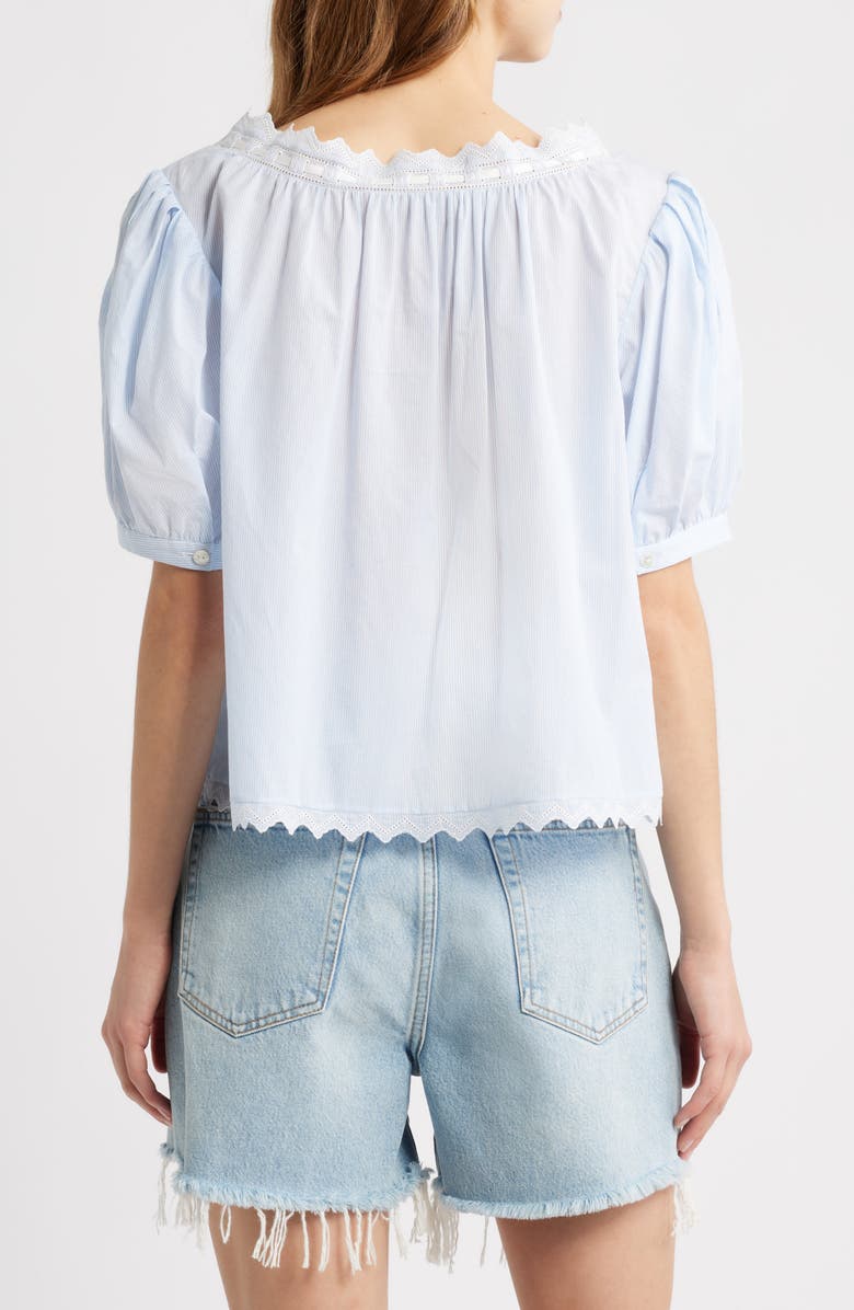 FRAME The Serene Eyelet Trim Cotton Top, Alternate, color, Powder Blue Multi