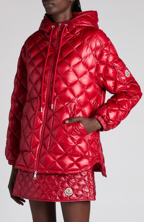Moncler Womens Medium Red Relaxed-fit Hooded Shell-down Jacket