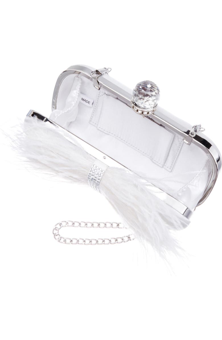 Nina Ostrich Feather Minaudiere, Alternate, color, White