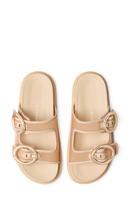 Stuart Weitzman Benni Mesh Leather Dual-strap Sport Slide Sandals In Beige/barely Beige