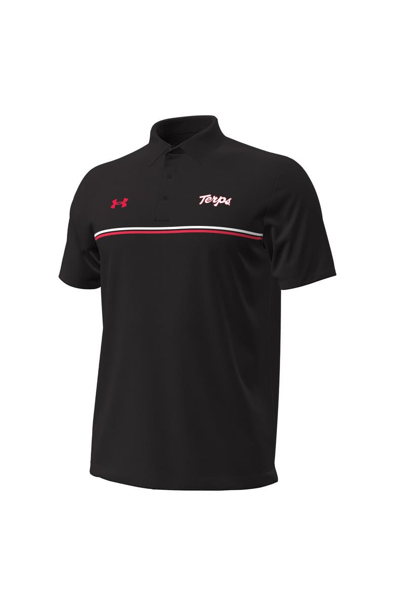 Under Armour Men's Under Armour Black Maryland Terrapins Performance Drive Chest Stripe Polo, Alternate, color, Black