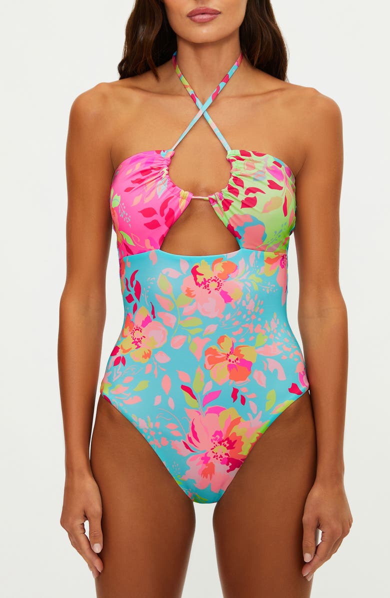 Beach Riot Phoenix One-Piece Swimsuit, Main, color, Bloom Lagoon