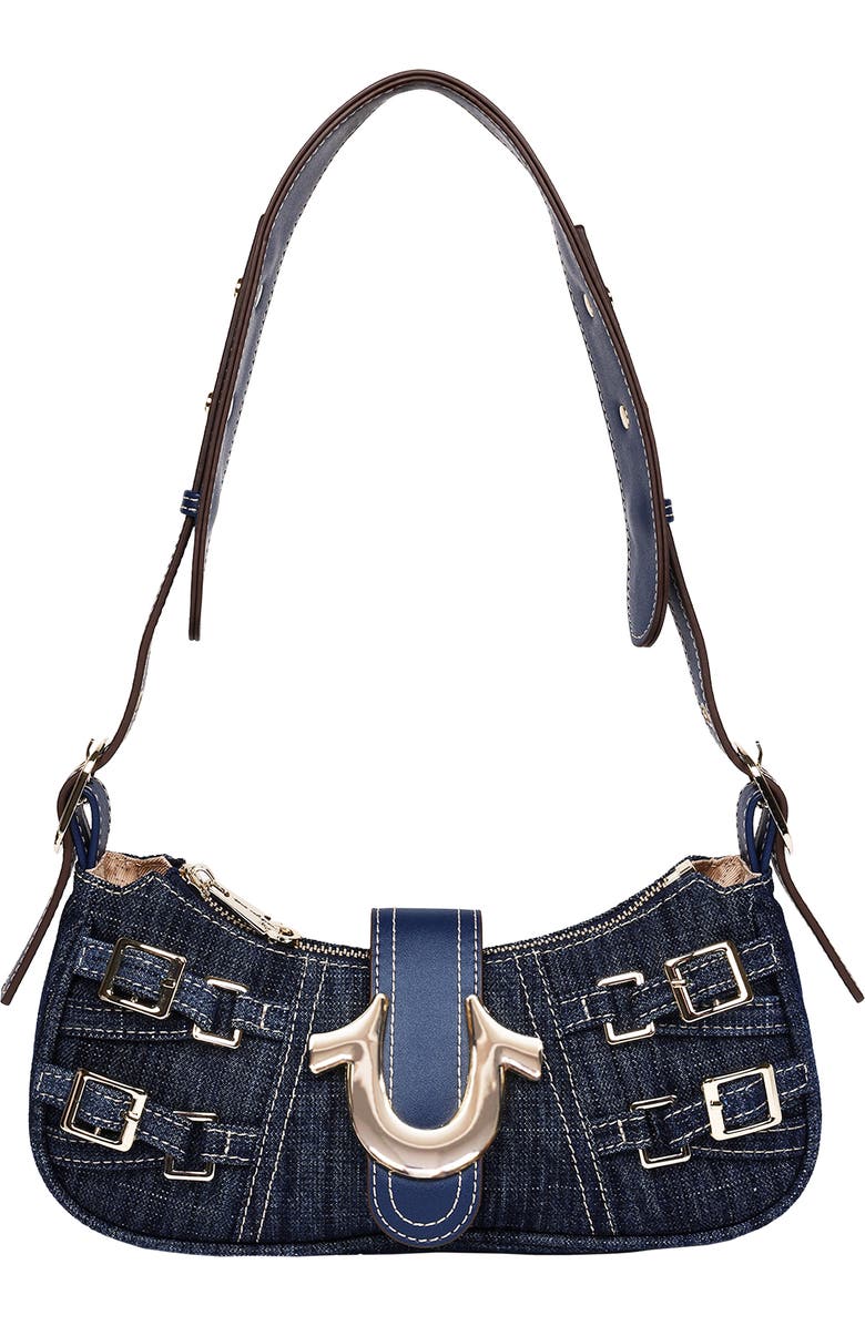 True Religion Multi-Strap Denim Shoulder Bag, Main, color, Dark Denim