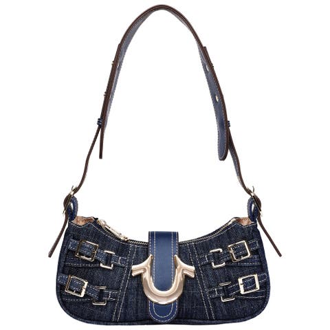 Multi-Strap Denim Shoulder Bag