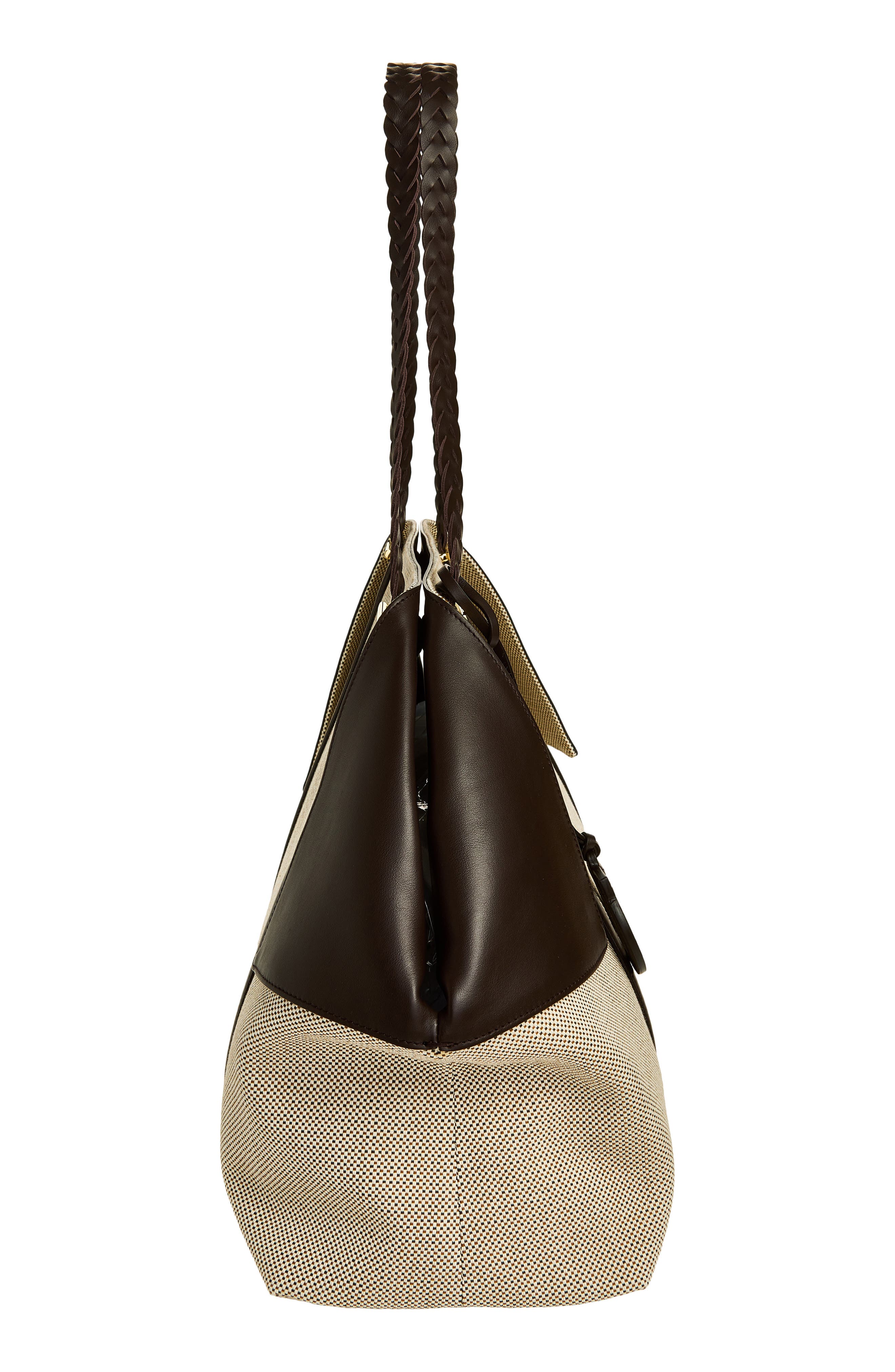 FERRAGAMO Large Folded Canvas & Leather Tote, Alternate, color, Naturale Multi T Moro