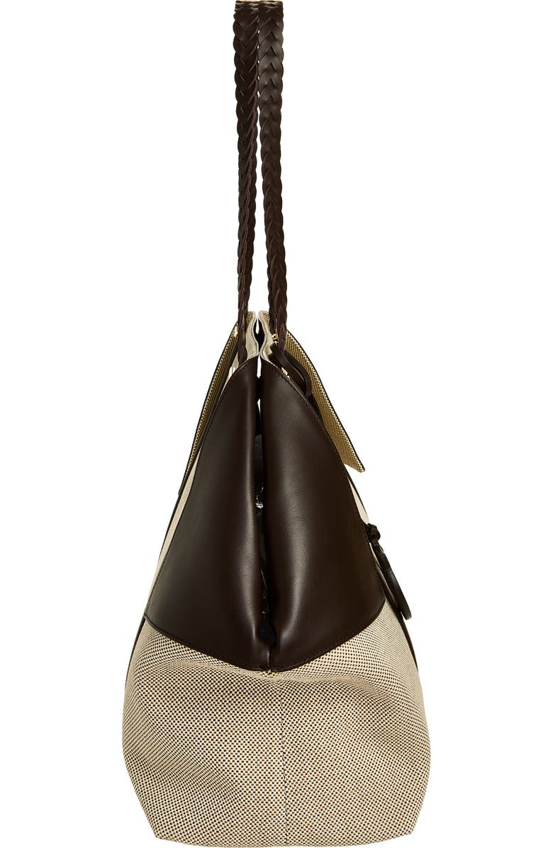 FERRAGAMO Large Folded Canvas & Leather Tote, Alternate, color, Naturale Multi T Moro