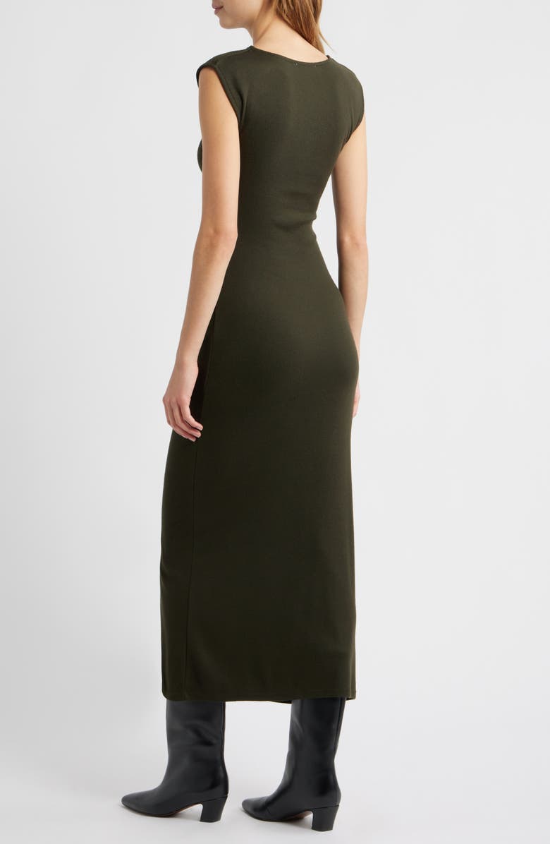 MANGO Baselia Fine Knit Midi Dress, Alternate, color, Khaki Green