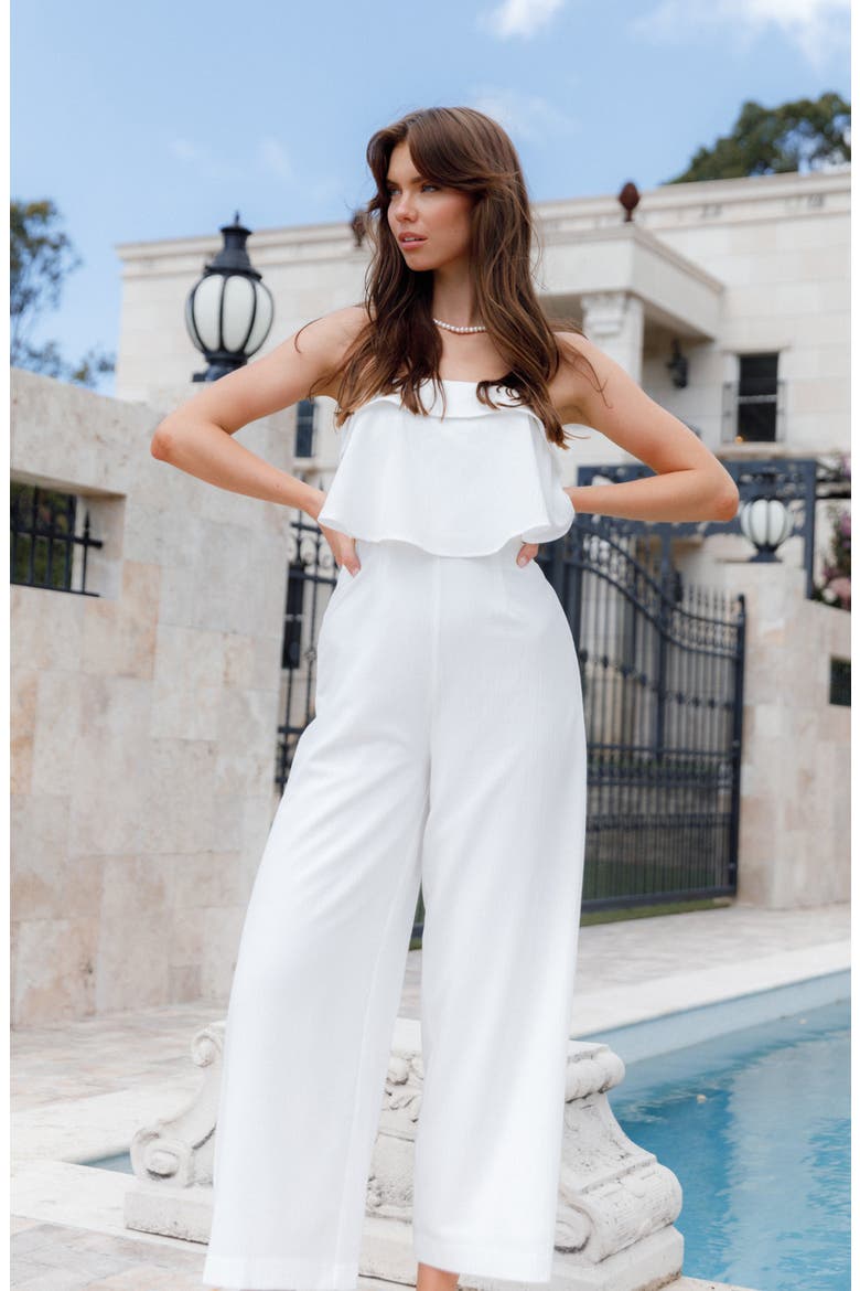 Katia Strapless Wide Leg Jumpsuit, Alternate, color, WHITE