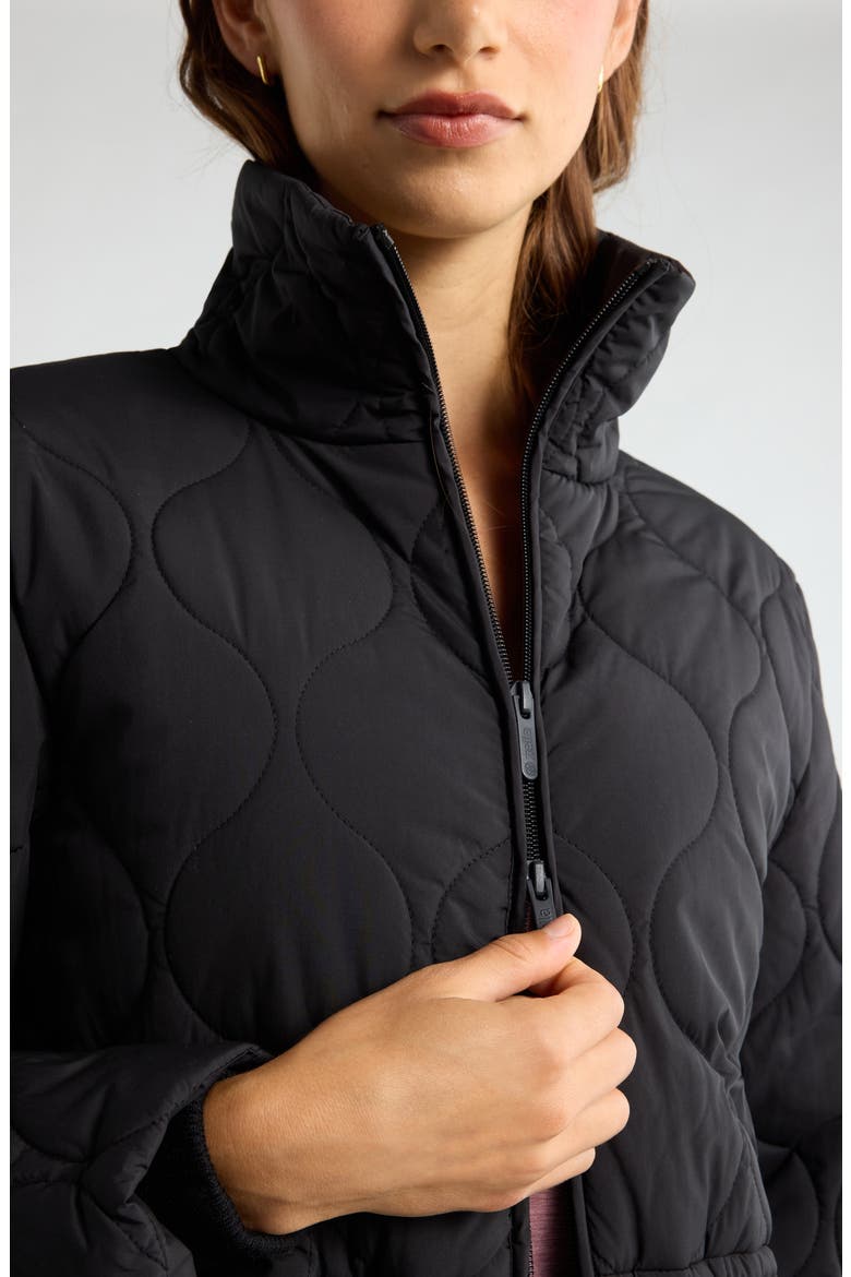Skyline Longline Quilted Jacket, Alternate, color, BLACK
