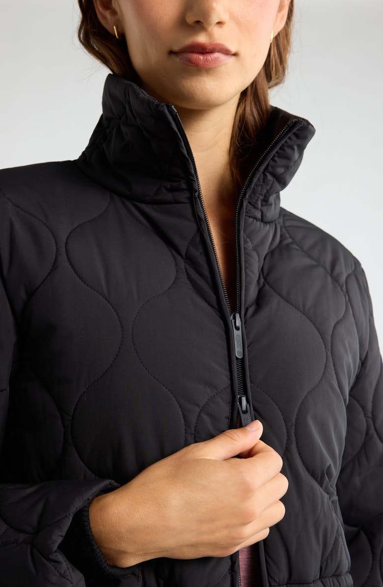 Zella Skyline Longline Quilted Jacket, Alternate, color, Black