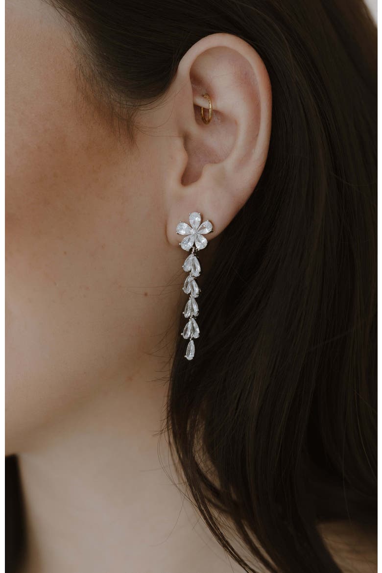 Devotion Crystal Drop Earrings, Alternate, color, Silver