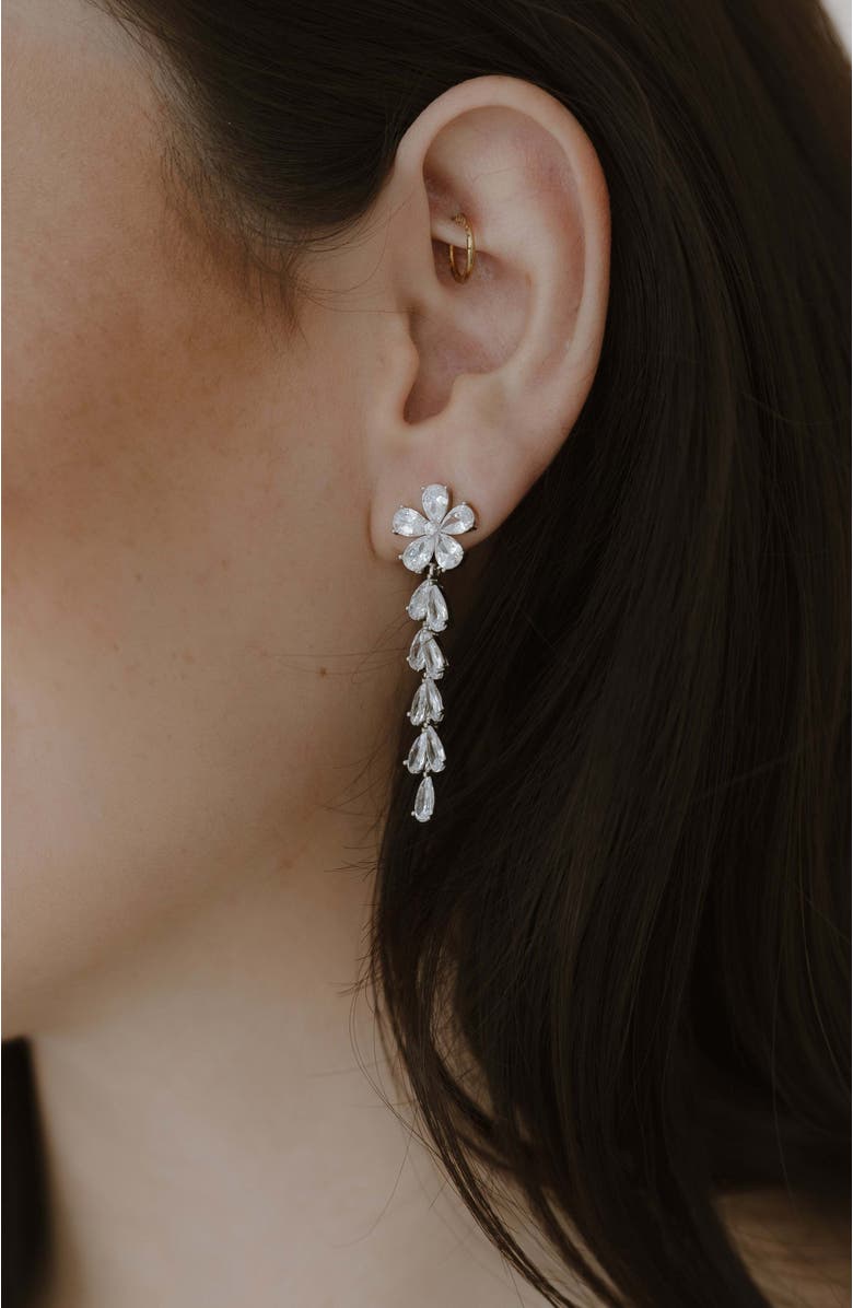 Untamed Petals Devotion Crystal Drop Earrings, Alternate, color, Silver