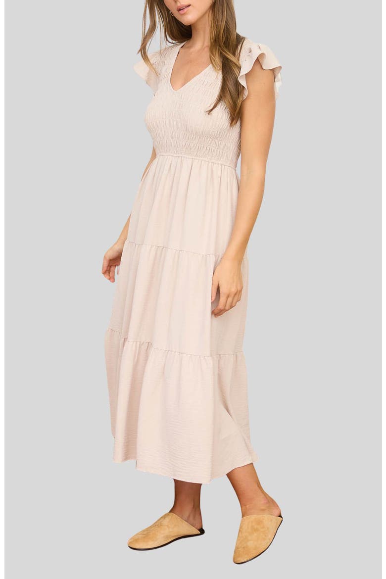 Smocked Maxi Dress, Alternate, color, KHAKI
