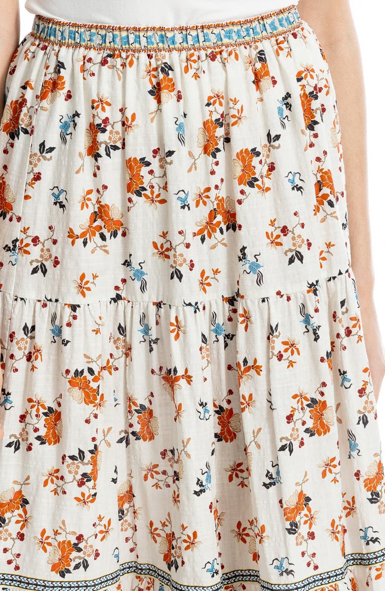 MAX STUDIO Floral Tiered Maxi Skirt, Alternate, color, Birch Imari Marigolds