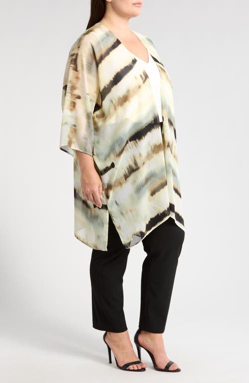 ANNE KLEIN ANNE KLEIN ABSTRACT PRINT OVERSIZE SHEER CARDIGAN