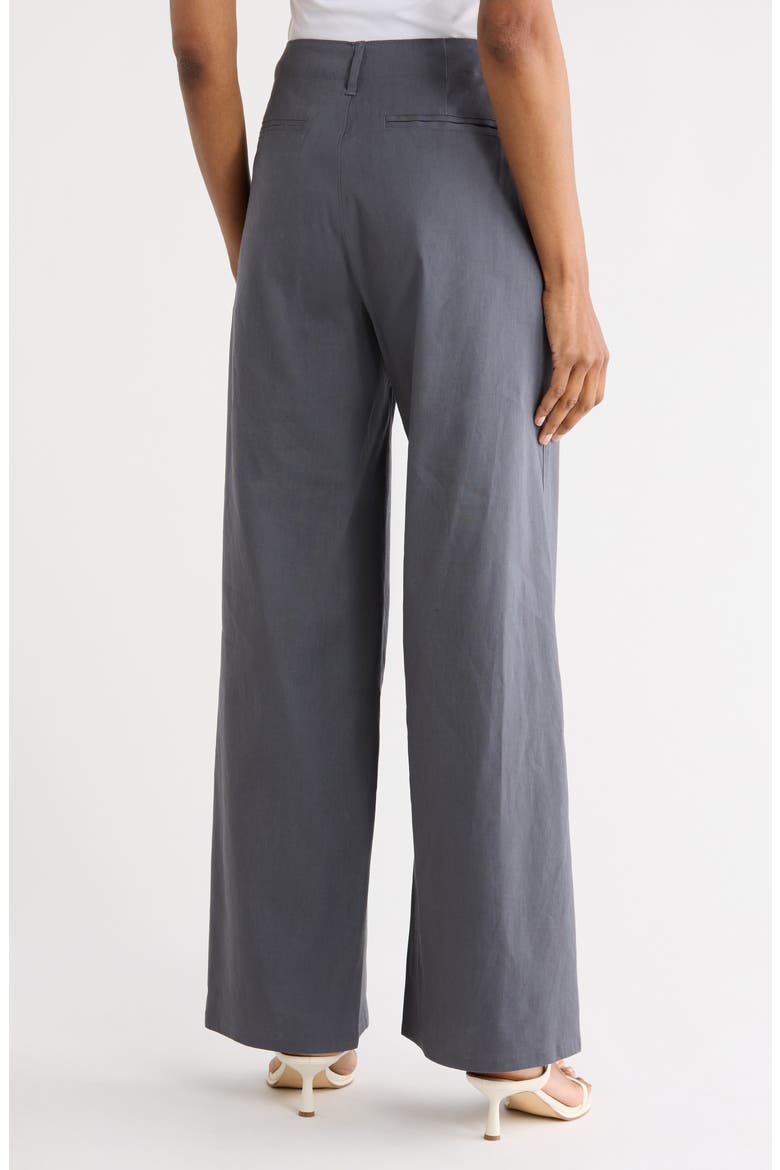 Serena Linen High Rise Trousers, Alternate, color, FUT GREY