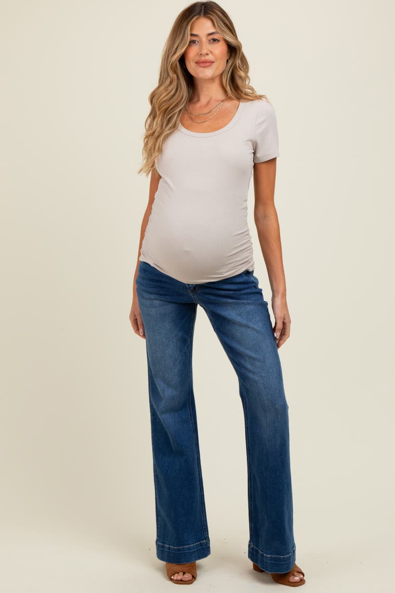 Wide Hem Maternity Flare Jeans, Alternate, color, Navy Blue