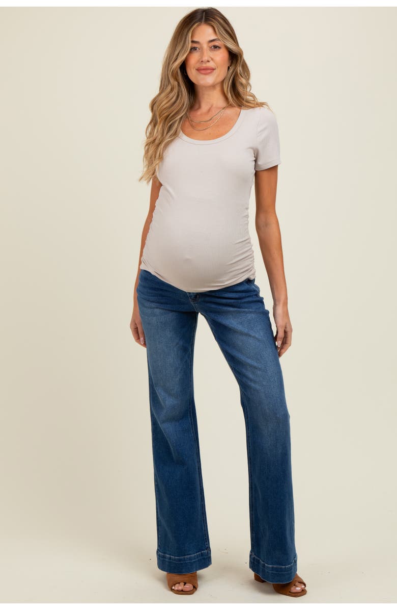 PinkBlush Wide Hem Maternity Flare Jeans, Main, color, Navy Blue
