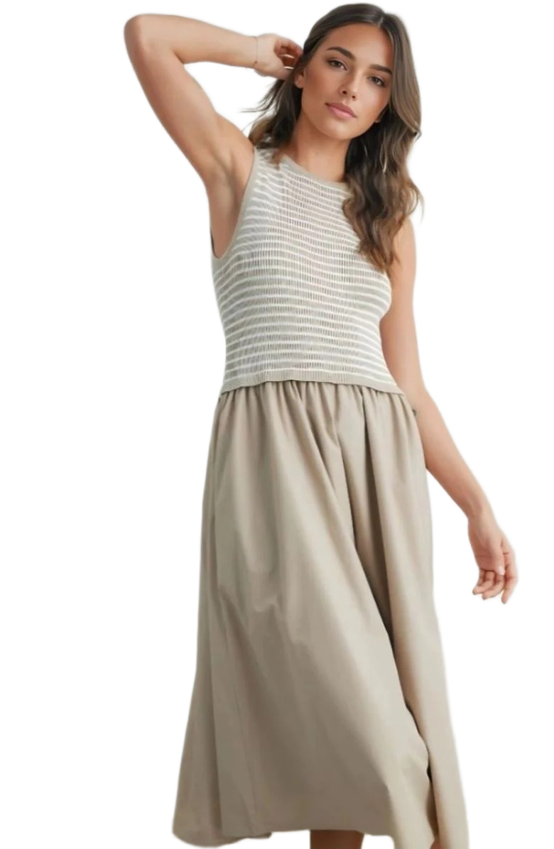 Knit and Lounge Sleeveless Maxi Dress with Textured Knit Bodice, Alternate, color, 