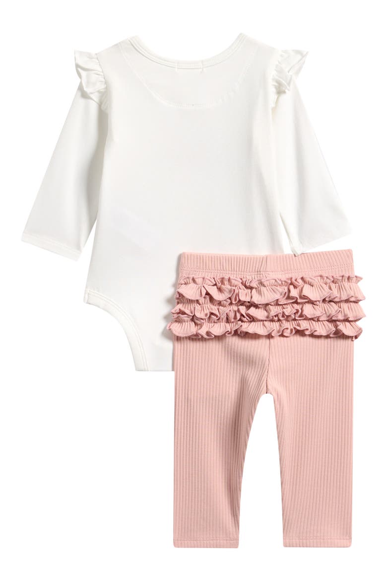Long Sleeve Bodysuit & Rib Leggings Set, Alternate, color, OFF WHITE