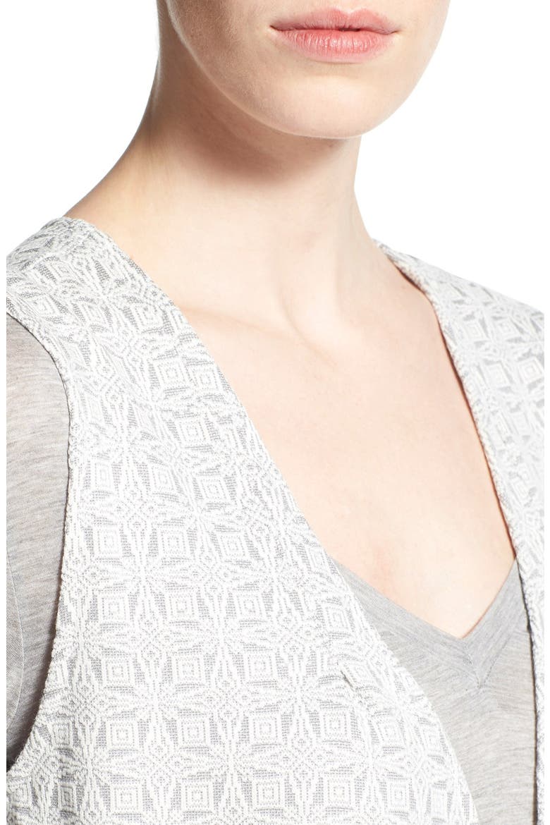 'Ivory' Longline Vest, Alternate, color, GREY/WHITE