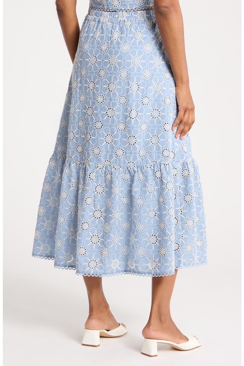 Embroidered Cotton Tiered Skirt, Alternate, color, BLUE DAISY