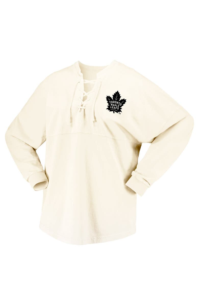 FANATICS Women's Fanatics Branded Cream Toronto Maple Leafs Original Six Lace-Up Spirit Jersey Long Sleeve T-Shirt, Alternate, color, Cream