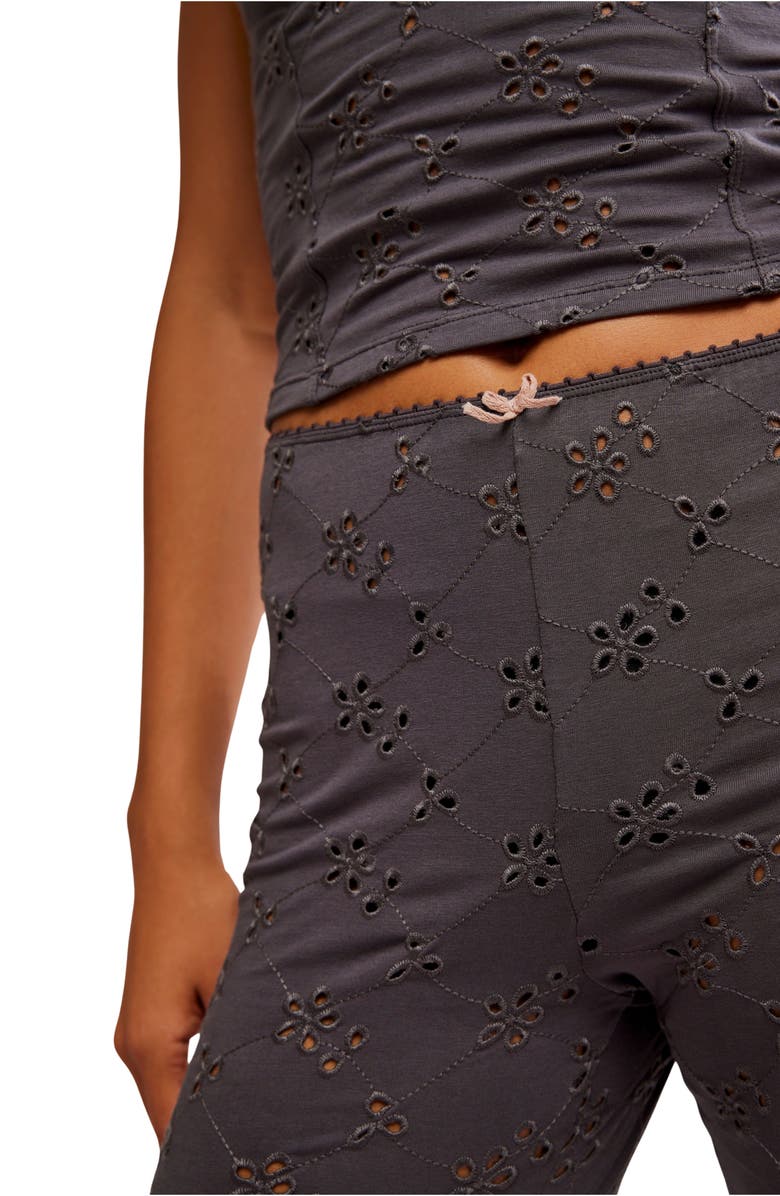 Free People Full Bloom Eyelet Pajama Capri Pants, Alternate, color, Plum Kitten