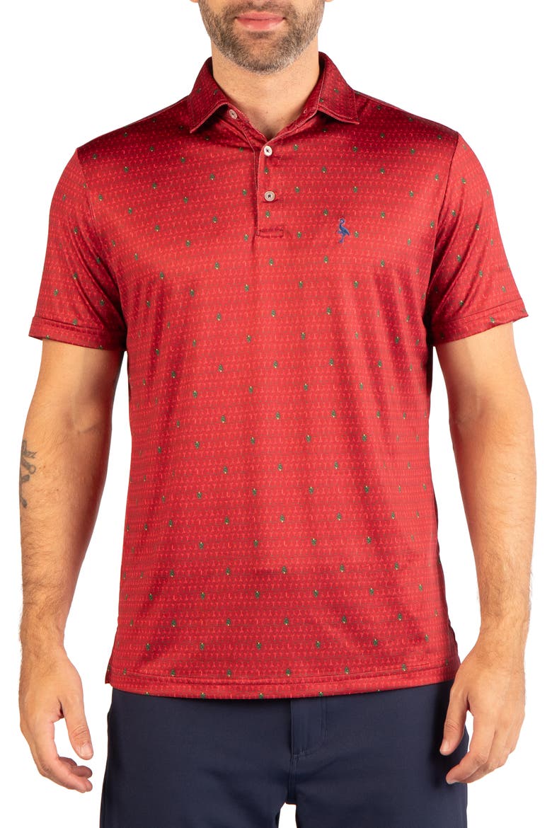Holiday Martini Glass Performance Polo, Alternate, color, RED