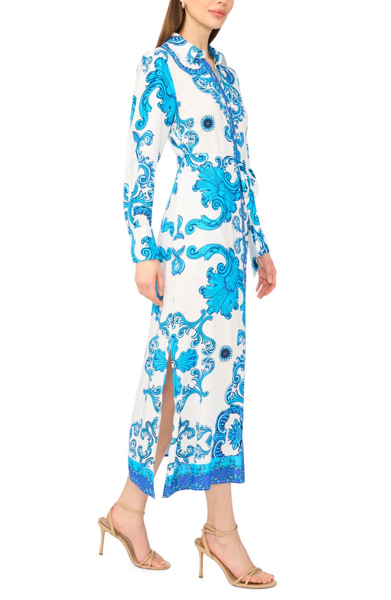 Halogen<sup>®</sup> Print Long Sleeve Belted Shirtdress, Alternate, color, Blue Multi