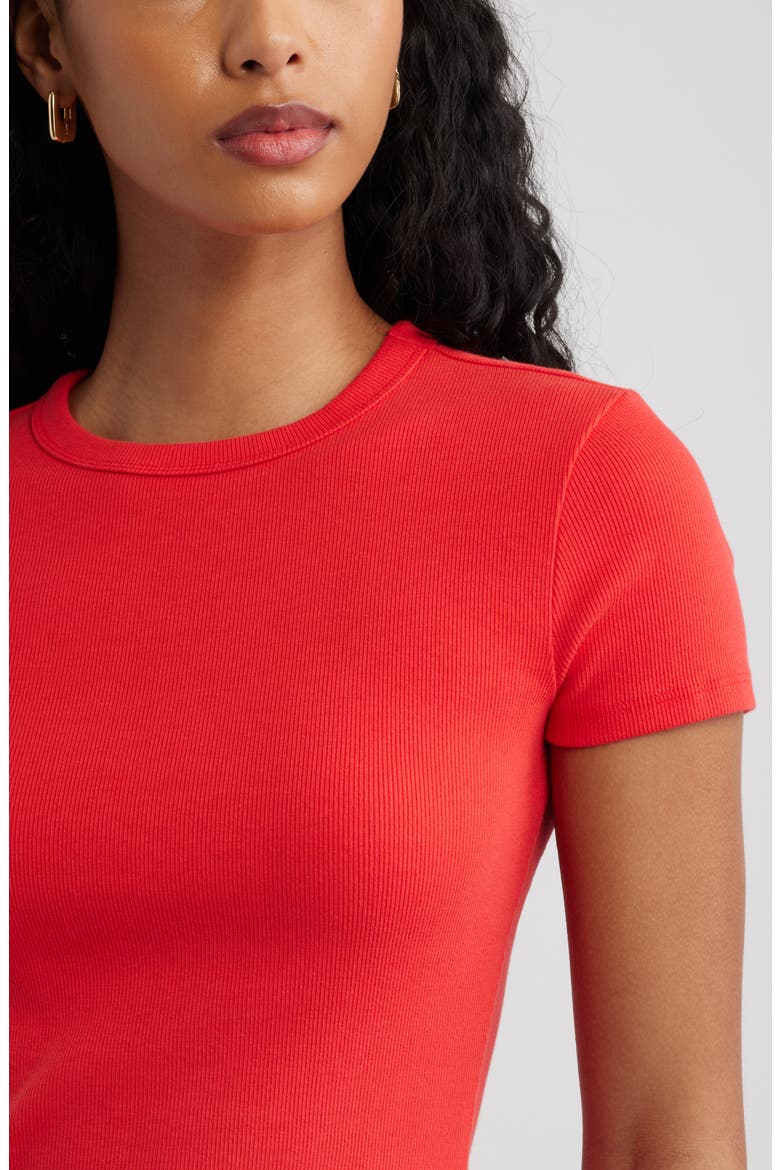 Rib Short Sleeve Shirt, Alternate, color, RED TOMATO