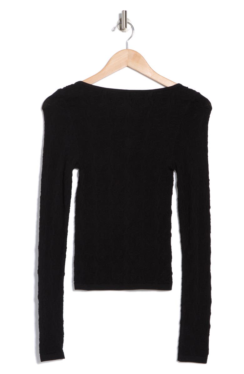 Elodie Scoop Neck Long Sleeve Seamless Crop Top, Alternate, color, Black