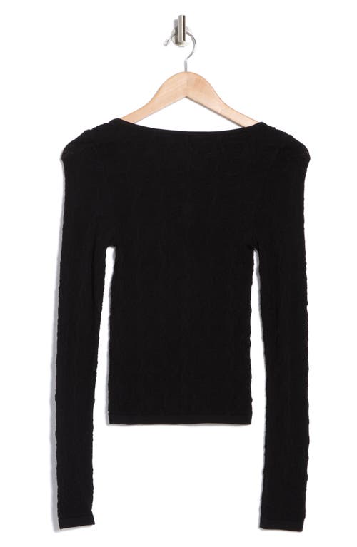 Elodie Scoop Neck Long Sleeve Seamless Crop Top In Black