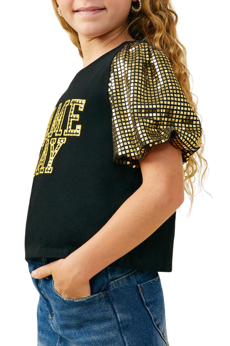 Kids' Game Day Sequined Sleeve T-Shirt, Alternate, color, BLACK