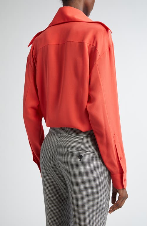 Alexander Mcqueen Exaggerated Collar Semi Sheer Button-down Blouse In Coral