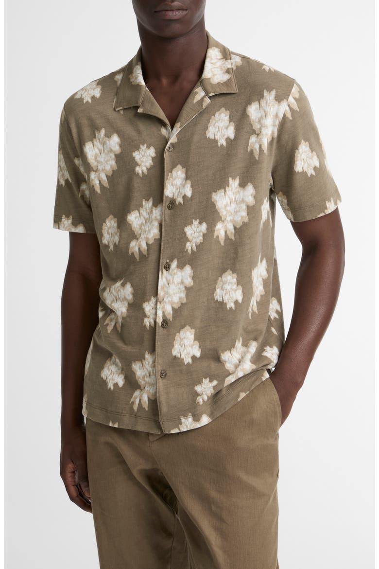 Floral Slub Cotton Camp Shirt, Main, color, KALAMATA COMBO