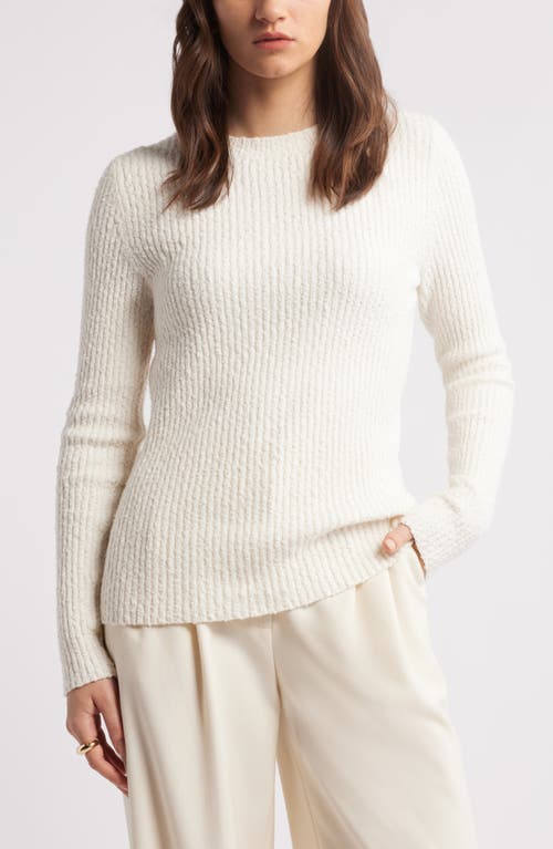 Nordstrom Textured Slim Crewneck Sweater In Ivory Pristine