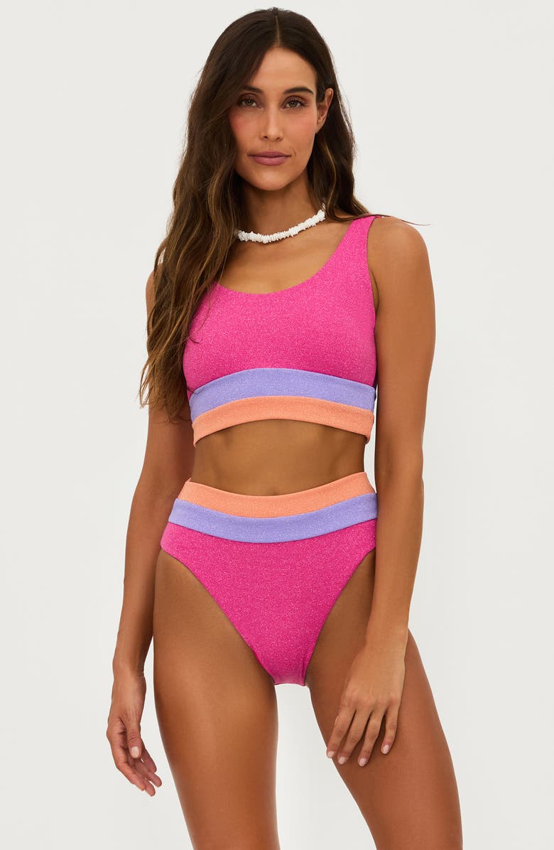 Beach Riot Mackenzie Colorblock Bikini Top, Alternate, color, Coral Bay Colorblock